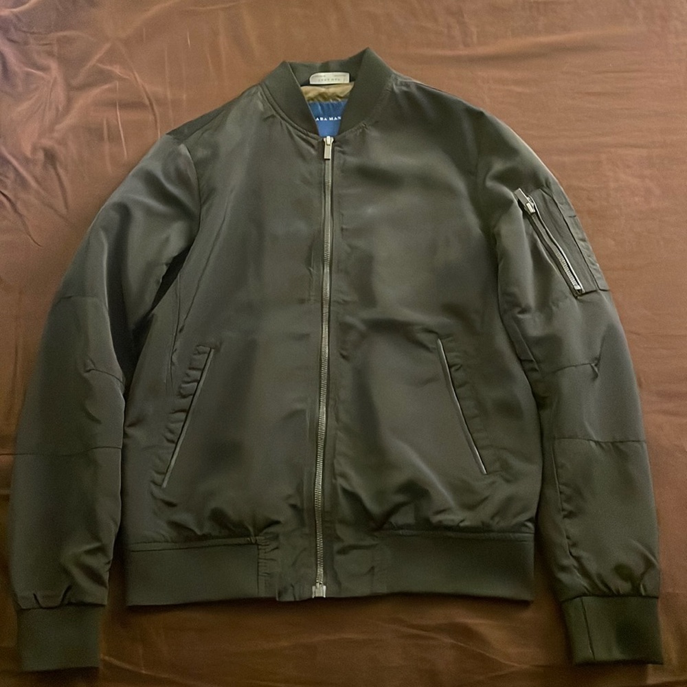 Mens Black Zara Bomber Jacket sz S